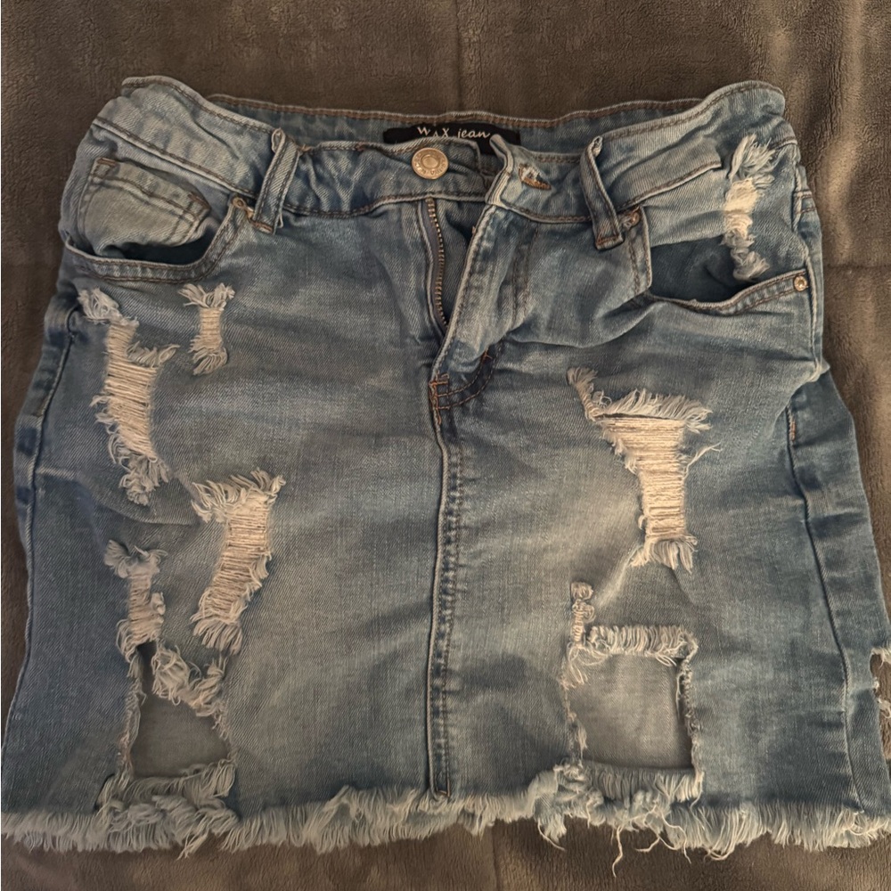 Girls Wax Jean Blue Denim Skirt